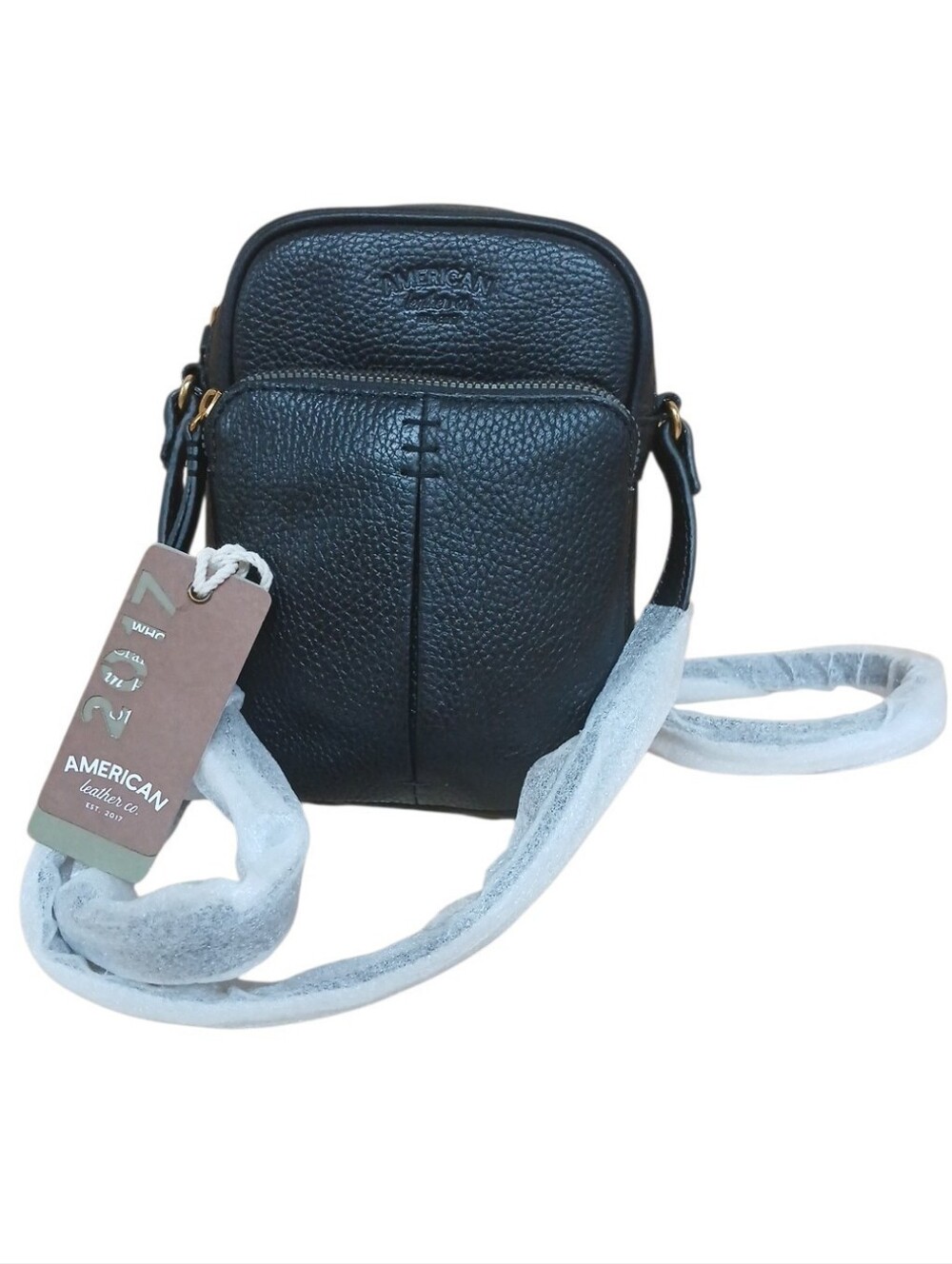 American Leather Co. Cleveland Mini Black Pebbled Crossbody Bag NWT